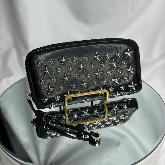 JIMMY CHOO FILIPA Star-embossed Leather Wallet Black Leather Signat… - Picture 11 of 17